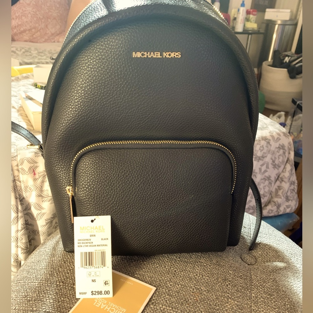 Black Micheal kors mini leather backpack purse